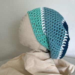 Crochet Slouchy Beanie Tam in Blue
